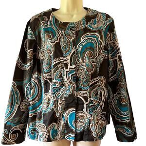 Chico’s 2 Additions Paisley Print Jacket Woman Size 12 Snap Front
